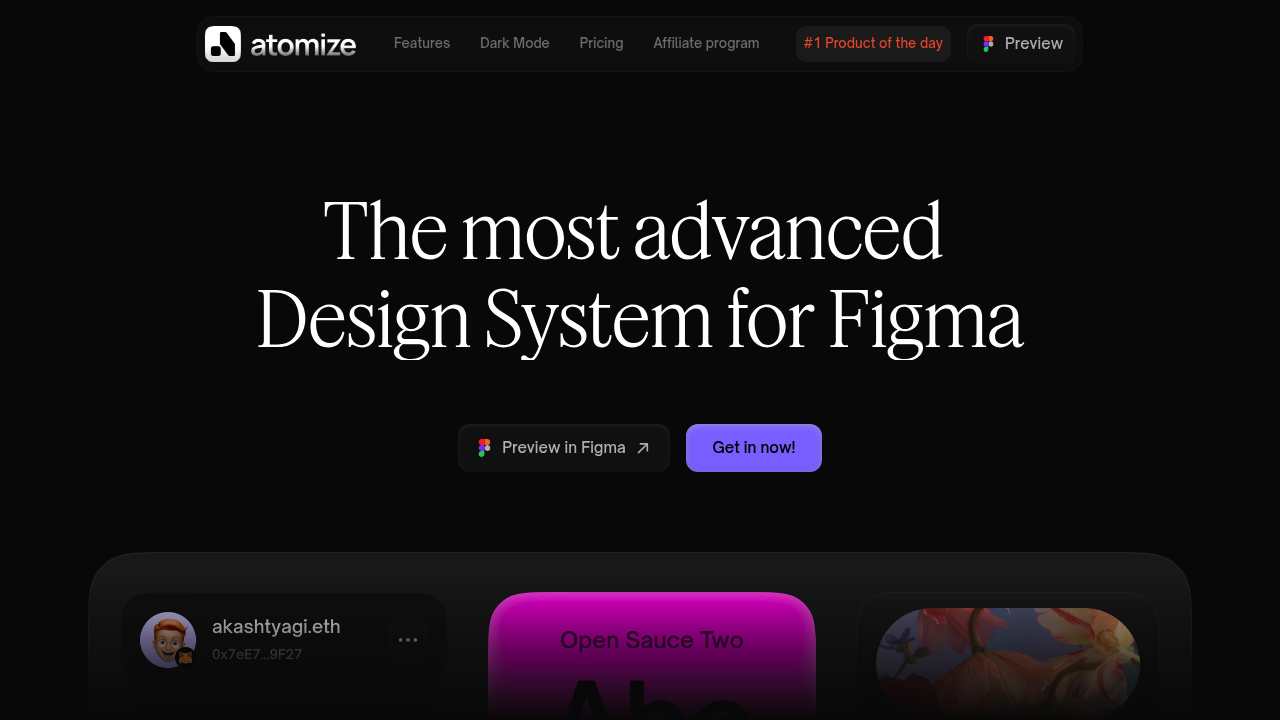 Screenshot of Atomize Design website