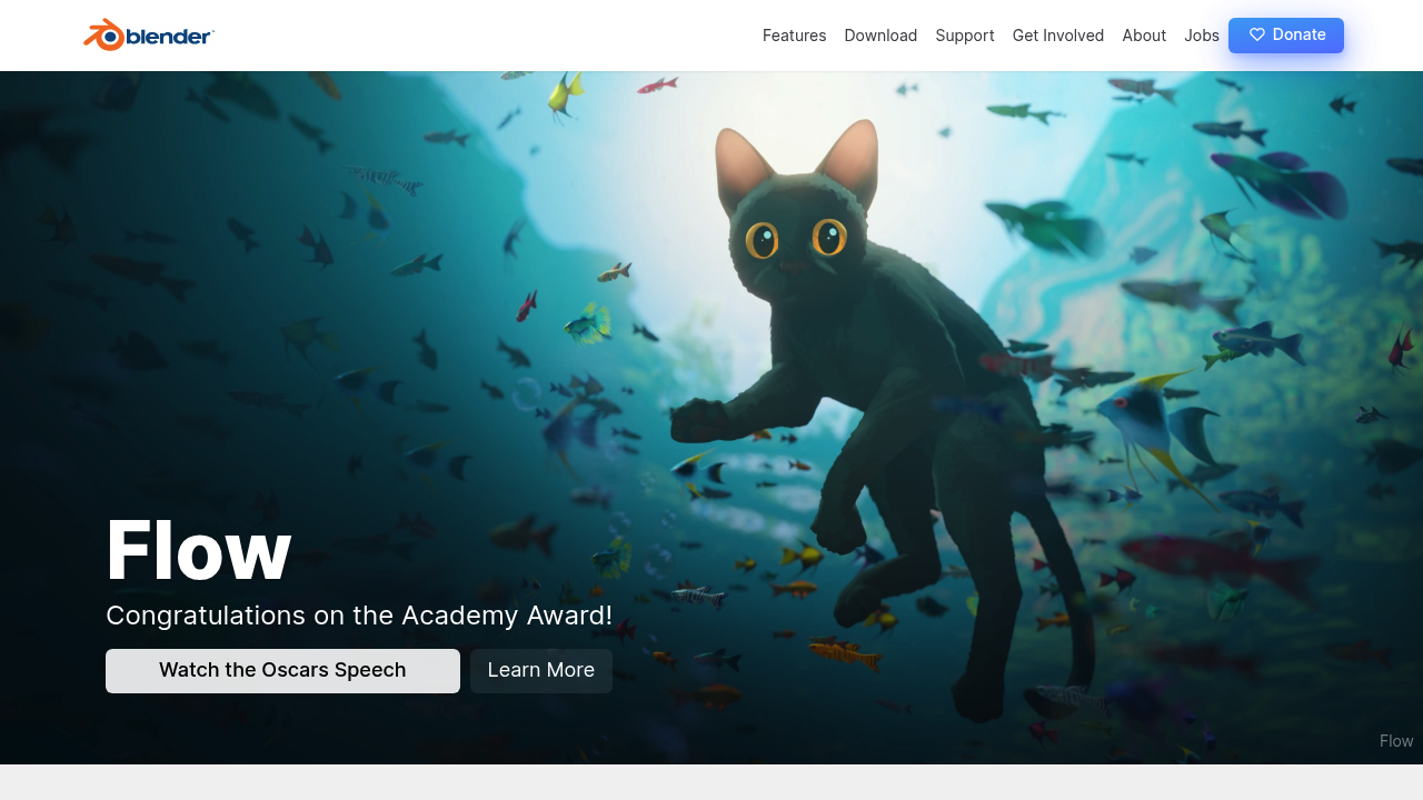 Screenshot of Blender website