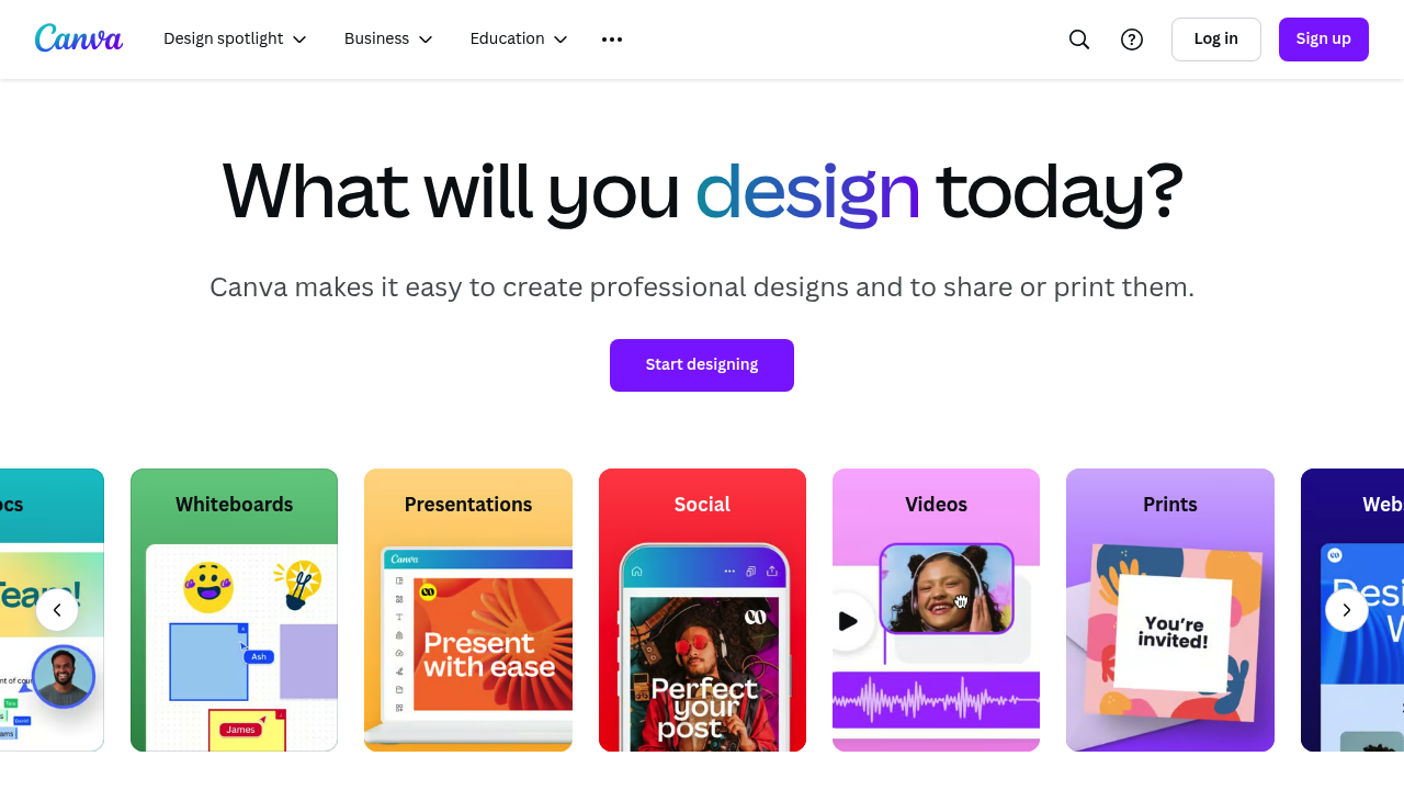 Screenshot of Canva website