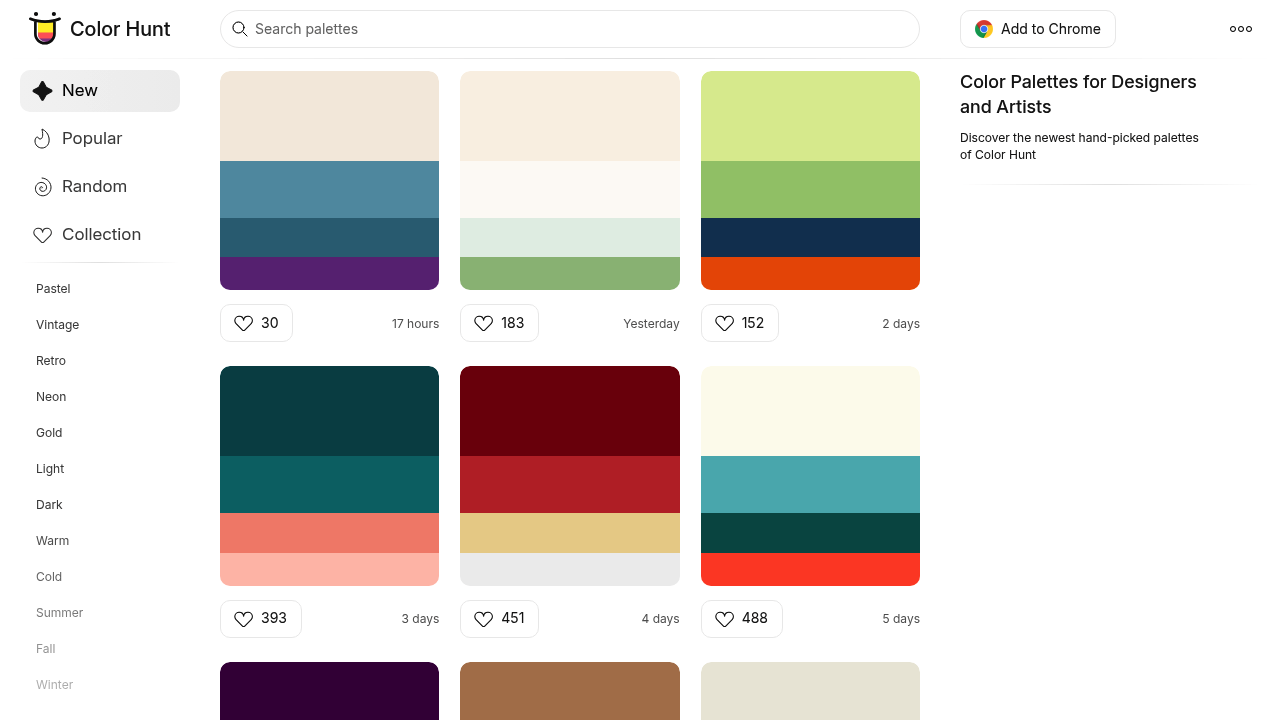 Screenshot of Color Hunt website