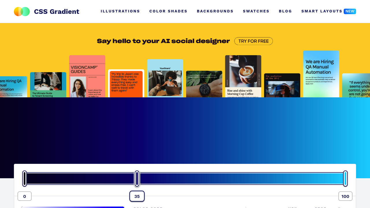 Screenshot of CSS Gradient website
