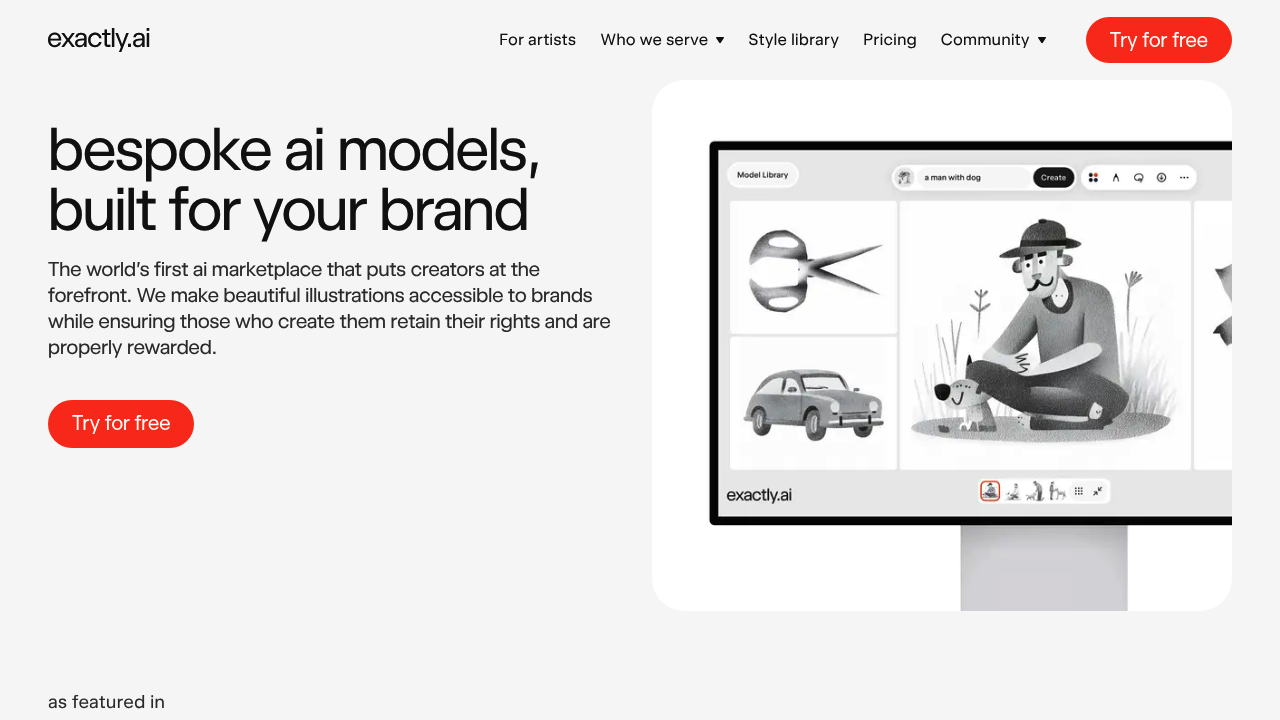 Screenshot of exactly.ai website