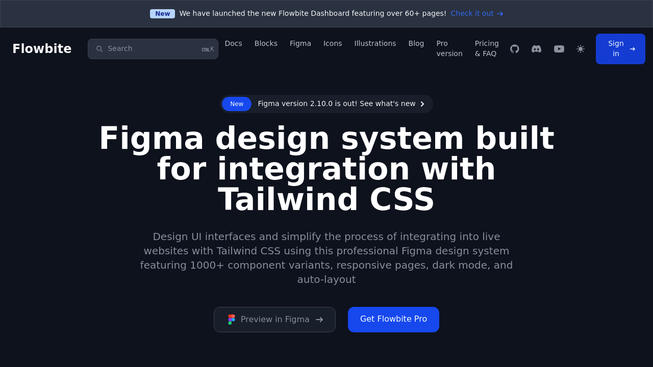 Screenshot of Flowbite website