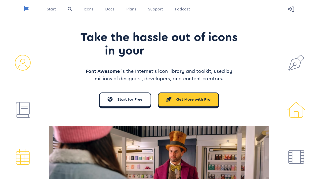 Screenshot of Font Awesome website