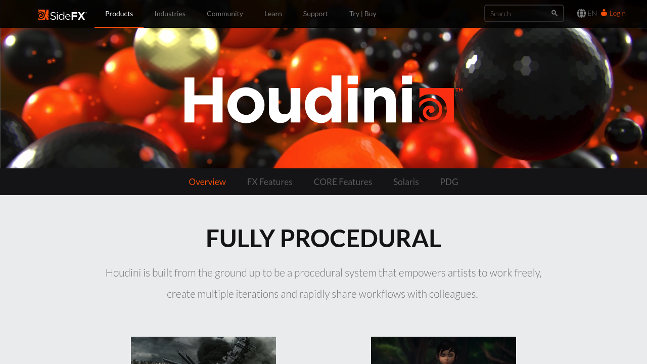 Screenshot of Houdini website