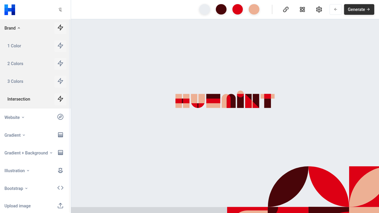 Screenshot of Huemint website