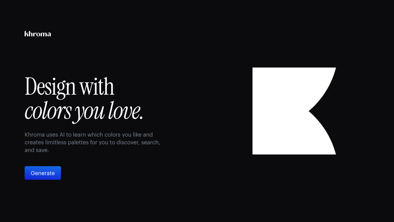 Screenshot of Khroma website