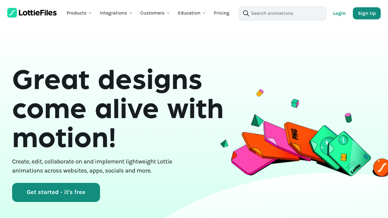 Screenshot of LottieFiles website