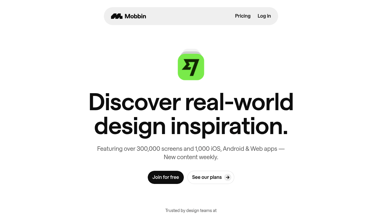 Screenshot of Mobbin website