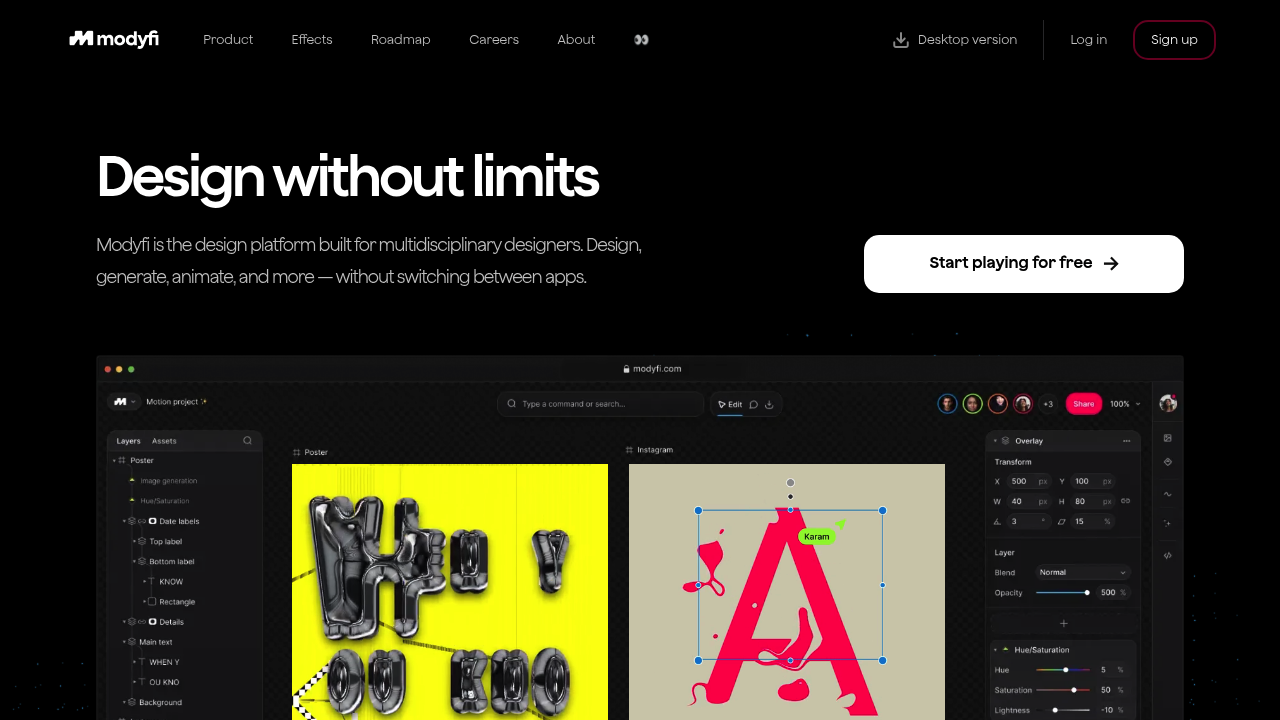 Screenshot of Modyfi website