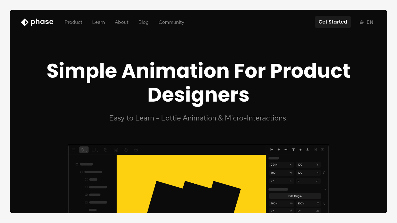 Screenshot of Phase website