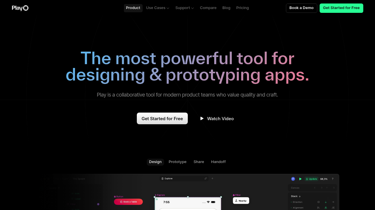 Screenshot of Play website