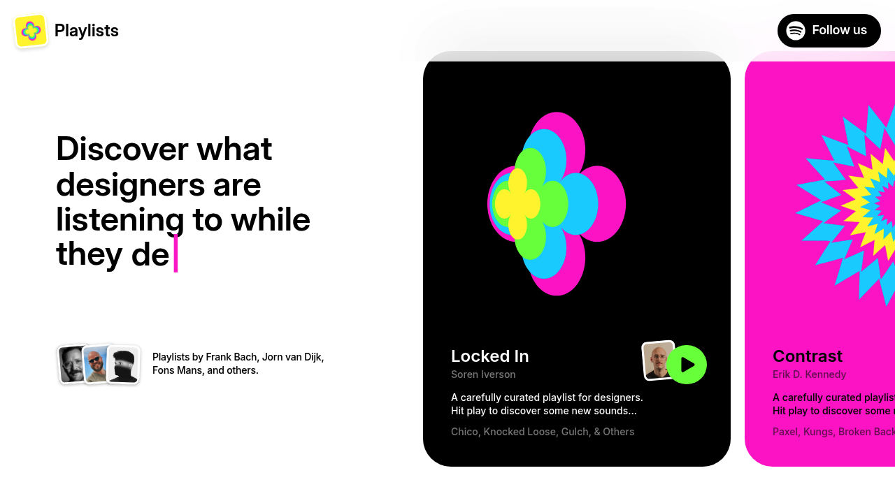 Screenshot of Playlists website