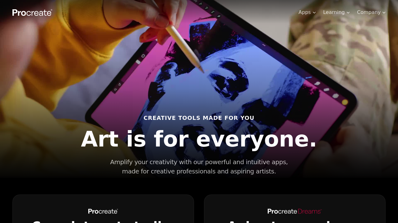 Screenshot of Procreate website