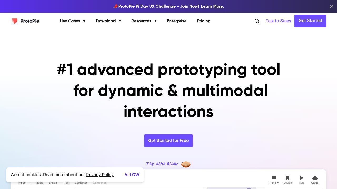 Screenshot of ProtoPie website