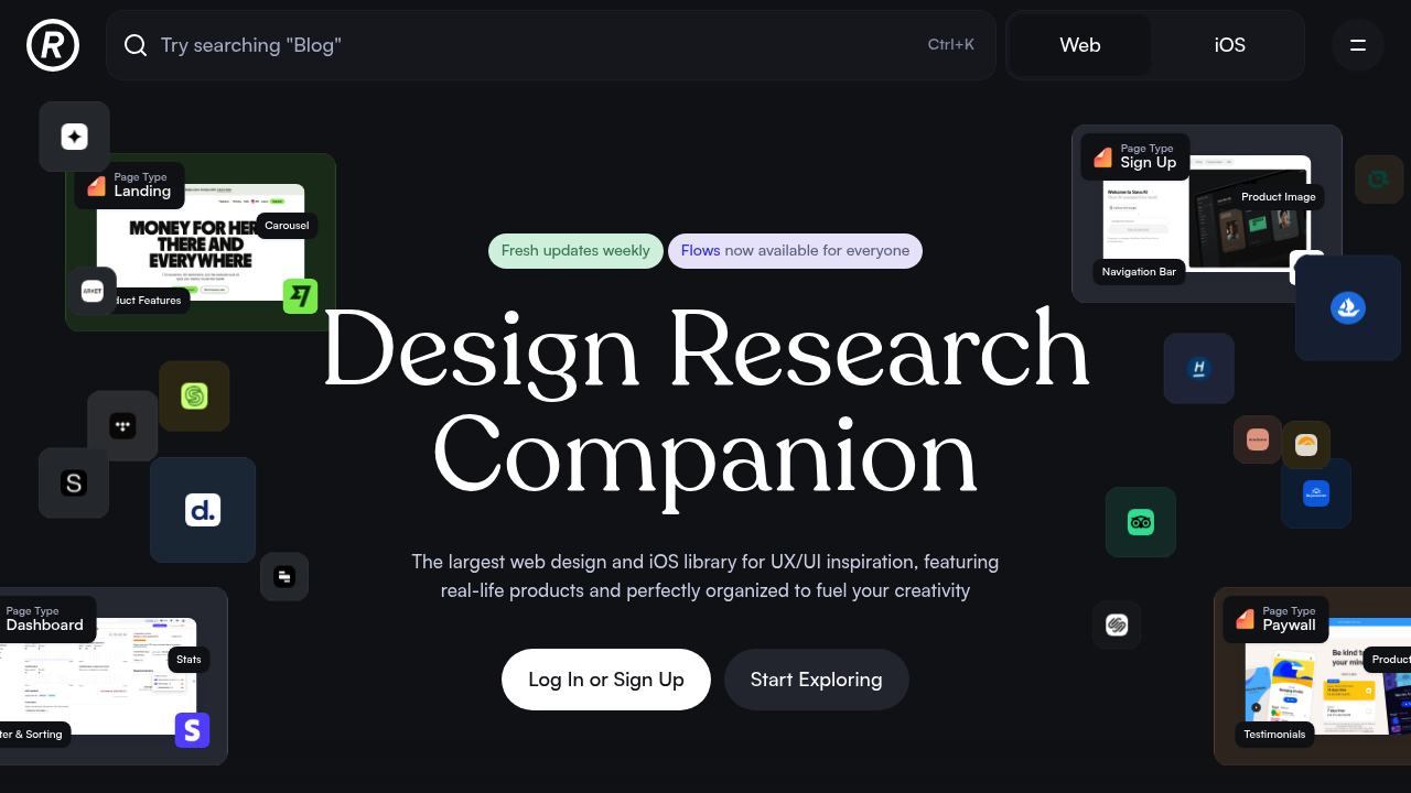 Screenshot of Refero website