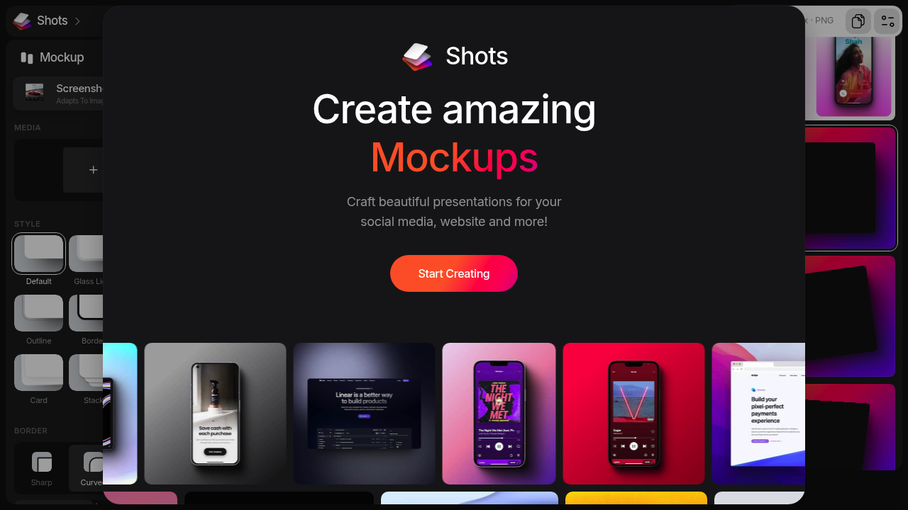 Screenshot of Shots website