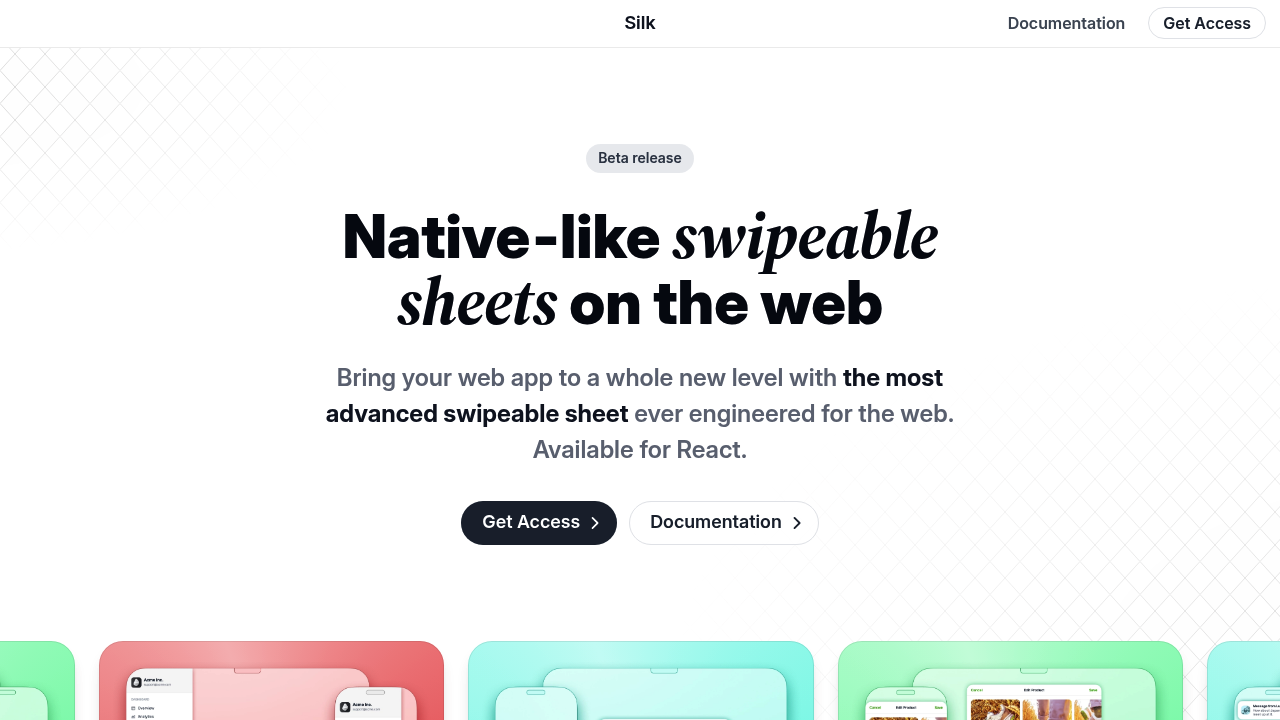 Screenshot of Silk website