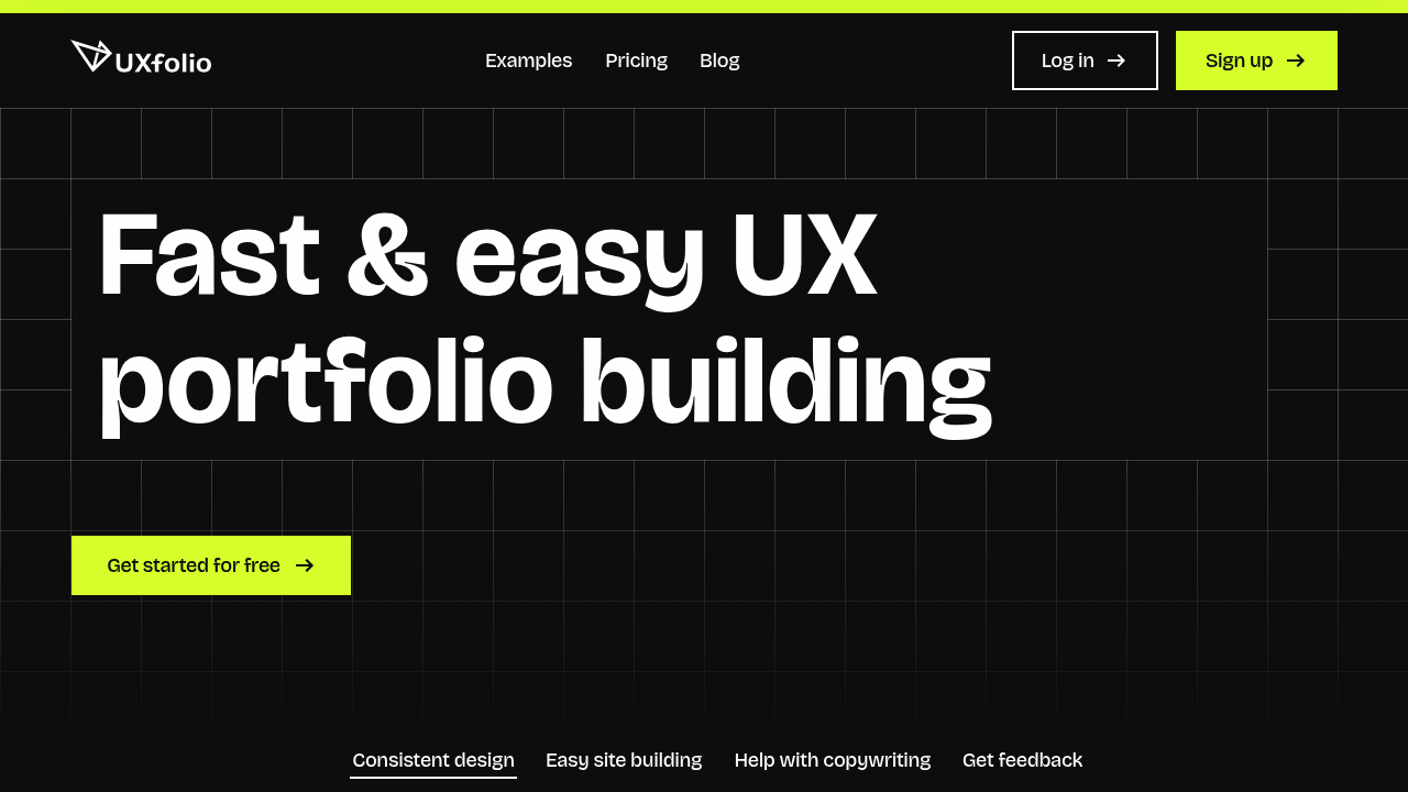 Screenshot of UXfolio website