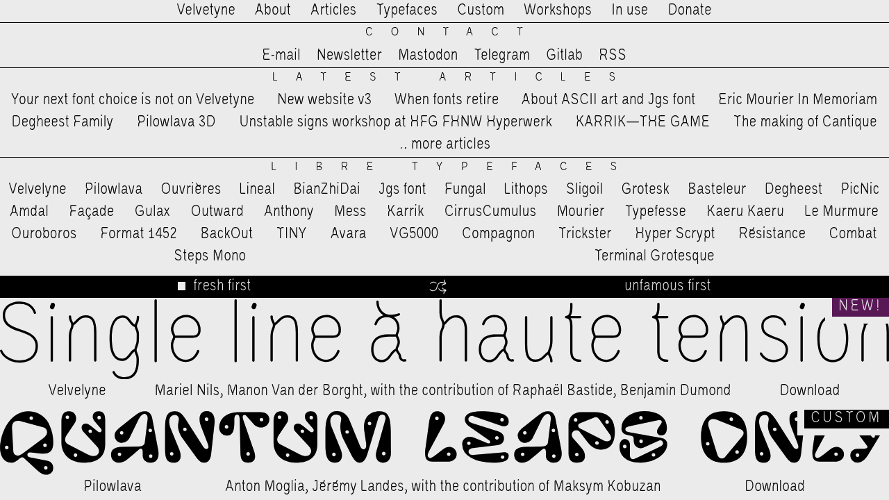 Screenshot of Velvetyne website